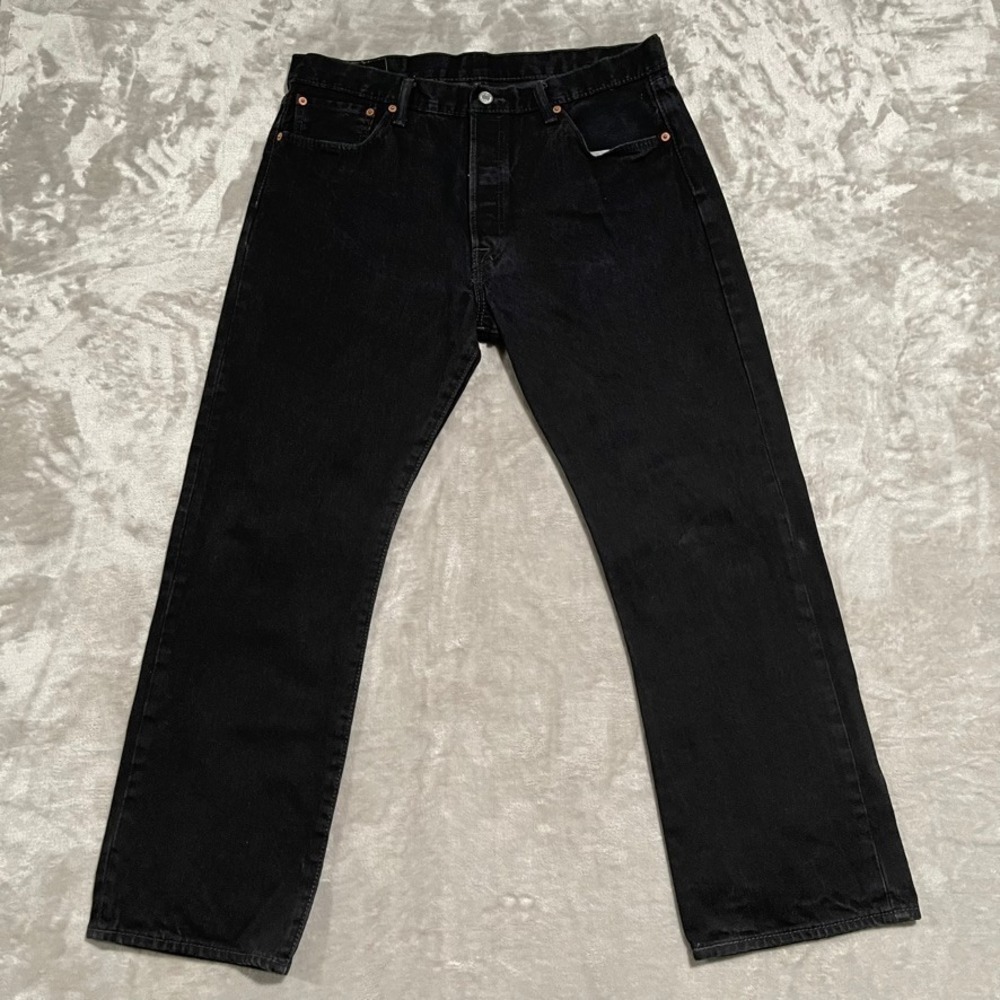 Levis 501 Jeans Mens 36x30 Black Straight Denim Button Fly Grunge Skater